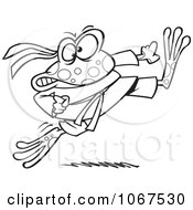 Clipart Outlined Ninja Frog Kicking Royalty Free Vector Illustration