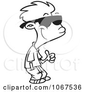 Clipart Outlined Thumbs Up Boy With Shades Royalty Free Vector Illustration