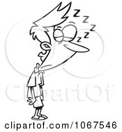 Clipart Outlined Woman Sleeping And Standing Royalty Free Vector Illustration