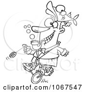 Clipart Outlined Eccentric Man Doing Stunts Royalty Free Vector Illustration by toonaday