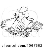 Clipart Outlined Woman Clipping Coupons Royalty Free Vector Illustration