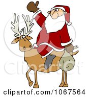 Poster, Art Print Of Santa On A Reindeer