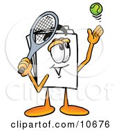 Poster, Art Print Of Paper Mascot Cartoon Character Preparing To Hit A Tennis Ball