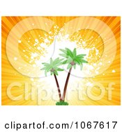 Poster, Art Print Of 3d Palm Trees Over Grunge And Rays