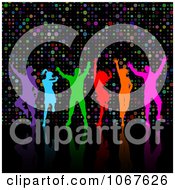 Poster, Art Print Of Colorful Silhouetted People Dancing Over Dots