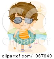 Clipart Summer Boy On The Beach With An Inner Tube Royalty Free Vector Illustration