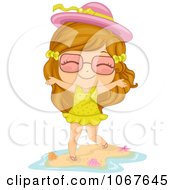 Clipart Summer Girl Standing On The Beach Royalty Free Vector Illustration