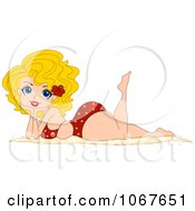 Clipart Summer Pinup Relaxing On The Beach Royalty Free Vector Illustration