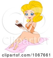Clipart Summer Pinup Reading On The Beach Royalty Free Vector Illustration by BNP Design Studio