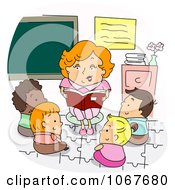 Clipart Preschool Teacher Reading A Story Royalty Free Vector Illustration
