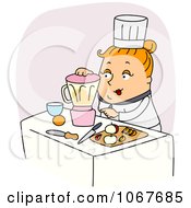 Clipart Chef Using A Blender To Puree Ingredients Royalty Free Vector Illustration by BNP Design Studio