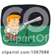 Clipart Astronomer With His Telescope Royalty Free Vector Illustration