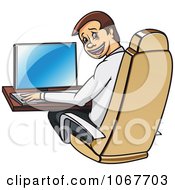 Poster, Art Print Of Happy Businessman Working At A Desk And Looking Back