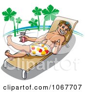 Clipart Man Sun Bathing On Vacation Royalty Free Vector Illustration