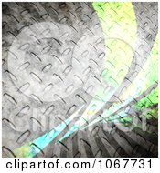 Poster, Art Print Of Steel Grungy Diamond Plate And Green Swoosh Background