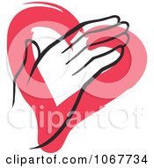 Poster, Art Print Of Hand Over A Painted Heart