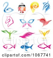 Poster, Art Print Of Colorful Animal Logo Icons