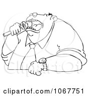 Poster, Art Print Of Outlined Fat Man Eating
