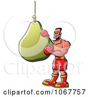 Poster, Art Print Of Boxer Taking A Bite Out Of A Pear Punching Bag