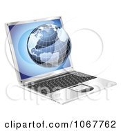 Poster, Art Print Of 3d Blue Globe Emerging From A Laptop