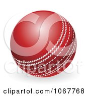 Clipart 3d Red Cricket Ball Royalty Free Vector Illustration
