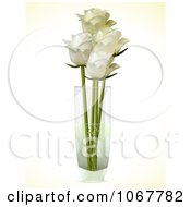 Four Ivory Roses In A Vase