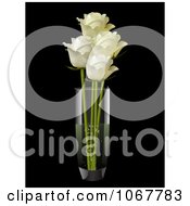 Three Cream Roses In A Vase