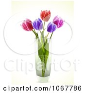 Clipart Colorful Tulips In A Glass Vase Royalty Free Vector Illustration