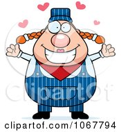 Clipart Loving Pudgy Female Train Engineer Royalty Free Vector Illustration