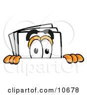 Clipart Picture Of A Paper Mascot Cartoon Character Peeking Over A Surface