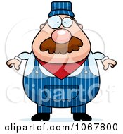 Clipart Pudgy Male Train Engineer Royalty Free Vector Illustration