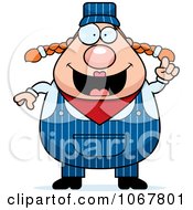 Clipart Smart Pudgy Female Train Engineer Royalty Free Vector Illustration