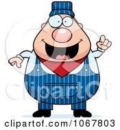 Clipart Smart Pudgy Male Train Engineer Royalty Free Vector Illustration