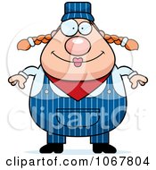 Clipart Pudgy Female Train Engineer Royalty Free Vector Illustration