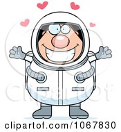 Clipart Loving Pudgy Male Astronaut Royalty Free Vector Illustration