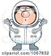 Clipart Shrugging Pudgy Male Astronaut Royalty Free Vector Illustration