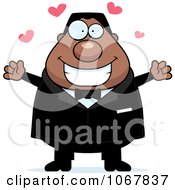 Clipart Loving Pudgy Black Groom Royalty Free Vector Illustration