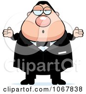 Clipart Shrugging Pudgy White Groom Royalty Free Vector Illustration