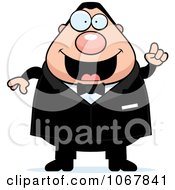 Clipart Pudgy White Groom With An Idea Royalty Free Vector Illustration