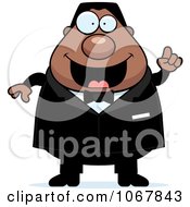Clipart Pudgy Black Groom With An Idea Royalty Free Vector Illustration