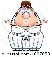 Clipart Shrugging Pudgy White Bride Royalty Free Vector Illustration