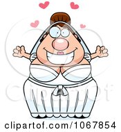 Clipart Pudgy White Bride With Open Arms Royalty Free Vector Illustration