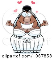 Clipart Pudgy Black Bride With Open Arms Royalty Free Vector Illustration