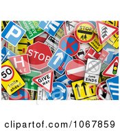 Poster, Art Print Of Background Of 3d Uk Traffic Signs