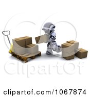 Poster, Art Print Of 3d Robot Putting Boxes On A Pallet