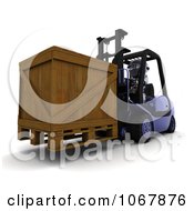 Poster, Art Print Of 3d Robot Moving A Crate On A Forklift