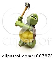Clipart 3d Tortoise Hammering Royalty Free CGI Illustration