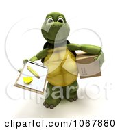Poster, Art Print Of 3d Tortoise Holding Out A Signature Form And Box