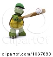 Poster, Art Print Of 3d Tortoise Hitting A Baseball