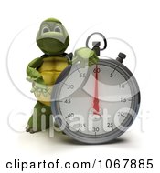 Poster, Art Print Of 3d Tortoise With A Stop Watch